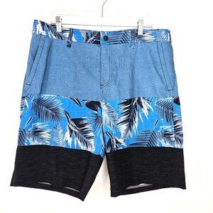 O'NEILL Mens Hybrid Palm Leaf Black Blue Surfing Swimming Board Shorts